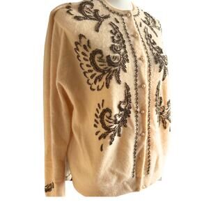 Vintage 1950s Jaico Beaded Cardigan Sweater